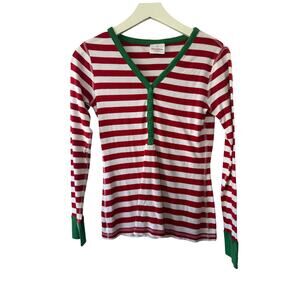 Hanna Andersson Red & White Stripe Henley Pajama Shirt Size XS